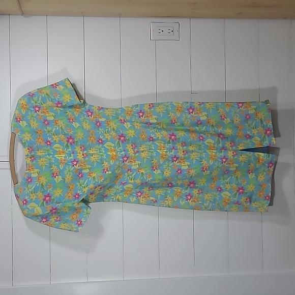 EUC Maggie London Women's sz 6 Vintage Tropical Floral 100% Silk Midi Dress - Picture 5 of 9